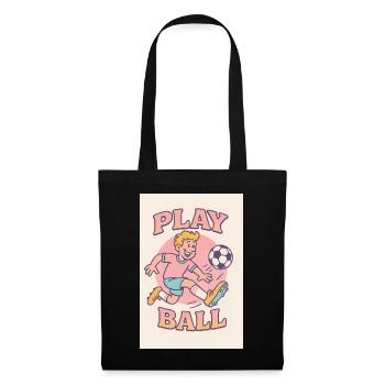 Jouer au football : motif rétro de dessin animé - Sac en tissu - noir - Devant