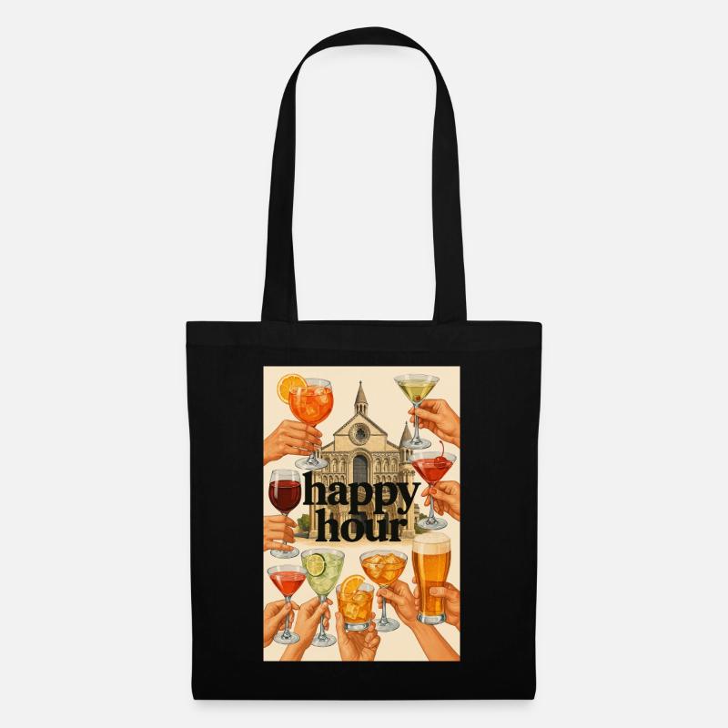 Happy_Hour_Collage - Sac en tissu - noir