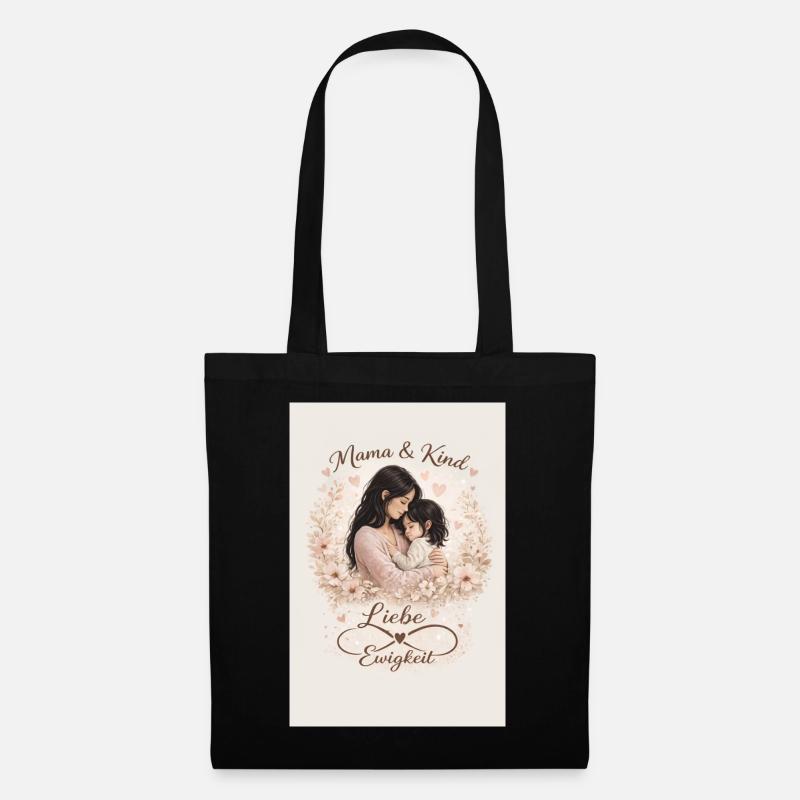Ewige Liebe Mutter und Kind  - Stoffbeutel - Schwarz