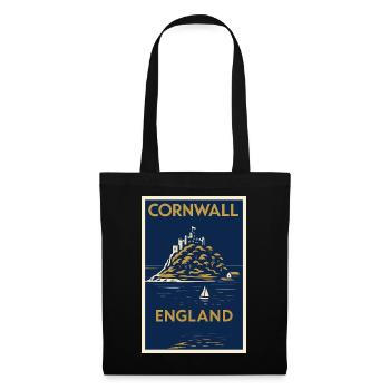 Cornwall, Angleterre – Affiche de voyage Art déco - Sac en tissu - noir - Devant