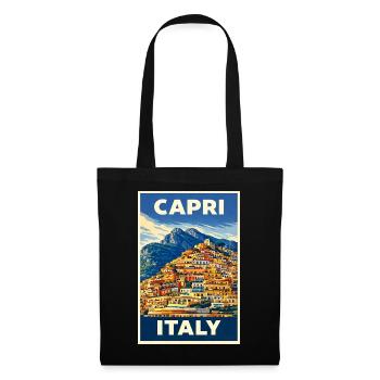 Capri Italy – Vintage Reiseposter Mediterran - Stoffbeutel - Schwarz - Vorne