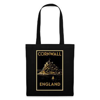 Cornwall, Angleterre – Affiche de voyage Art déco - Sac en tissu - noir - Devant