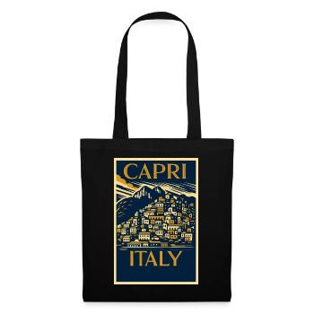 Capri Italy – Navy & Gold Vintage Poster Art-Déco - Stoffbeutel - Schwarz - Vorne