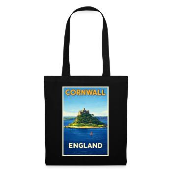 Cornwall England – Retro Reiseposter - Stoffbeutel - Schwarz - Vorne