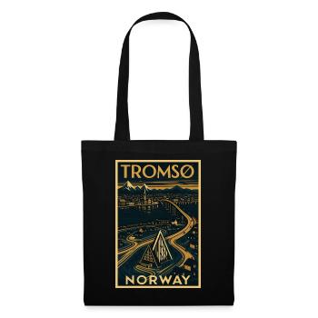 Tromsø Norwegen – Retro Reiseposter Art Deco - Stoffbeutel - Schwarz - Vorne