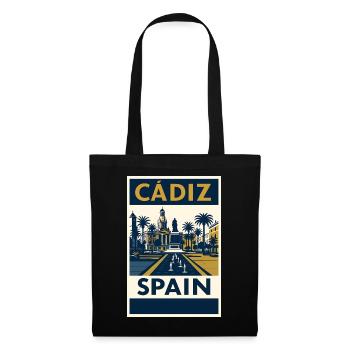 Cádiz Spanien – Retro Reiseposter Navy/Gold - Stoffbeutel - Schwarz - Vorne