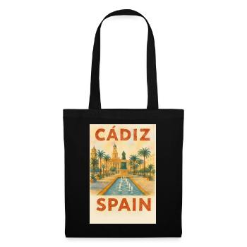 Cadix, Espagne – Plaza des affiches de voyage aquarelle - Sac en tissu - noir - Devant