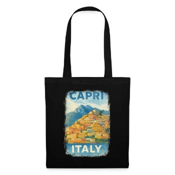 Capri Italy – Watercolor Travel Poster Mediterranean - Tote Bag - black - Front