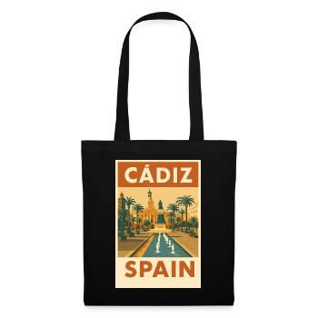 Cádiz Spanien – Vintage Reiseposter Plaza - Stoffbeutel - Schwarz - Vorne