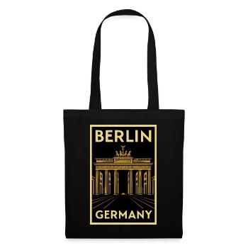 Affiche Art déco Berlin – Porte de Brandebourg - Sac en tissu - noir - Devant