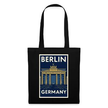 Berlin – Brandenburger Tor Retro Poster - Stoffbeutel - Schwarz - Vorne
