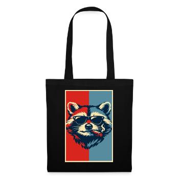 Waschbär-Pop-Art: Sonnenbrillen-Zigarre - Stoffbeutel - Schwarz - Vorne