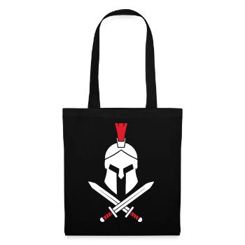 Logo Spartiate Épées Croisées Mascotte Spartan - Sac en tissu - noir - Devant