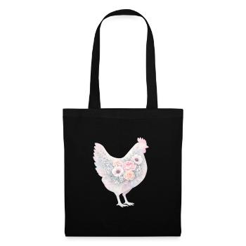 Peinture aquarelle de poule poule - Sac en tissu - noir - Devant