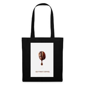 But First Coffee Minimalistisches Poster - Stoffbeutel - Schwarz - Vorne