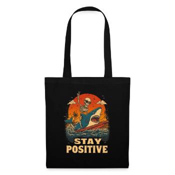 Stay Positive Surf Skeleton Shark - Stoffbeutel - Schwarz - Vorne