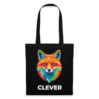 Clever Geometric Fox Colorful Pop Art - Stoffbeutel - Schwarz - Vorne