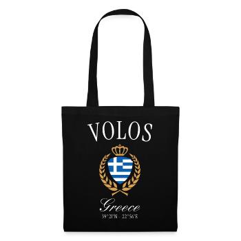 Volos Greece Coat of Arms Crown – Travel Souvenir - Tote Bag - black - Front