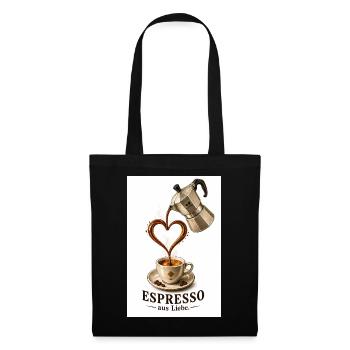 EspressoHerz aus Liebe - Stoffbeutel - Schwarz - Vorne