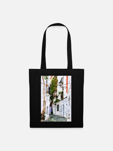 Belle ville de Cadaques en Espagne - Sac en tissu - noir