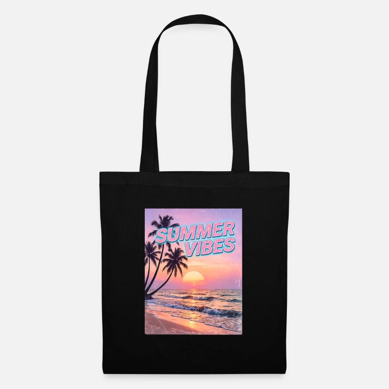 Summer Vibes Retro Sunset Beach - Tote Bag - black