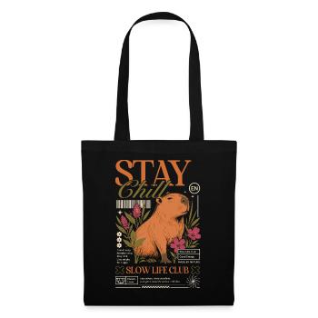 Stay Chill Capybara Motiv - Stoffbeutel - Schwarz - Vorne