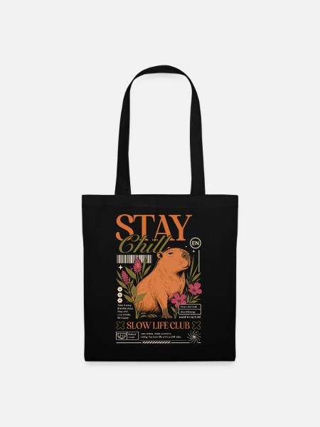 Stay Chill Capybara Motiv - Stoffbeutel - Schwarz