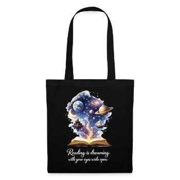 Reading is dreaming - Magic Book & Stars - Tote Bag - black - Front