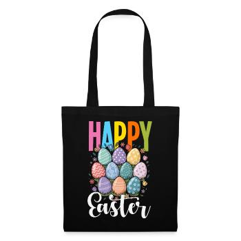Joyeuse Pâques, douce chasse aux œufs du lapin, œufs de Pâques - Sac en tissu - noir - Devant