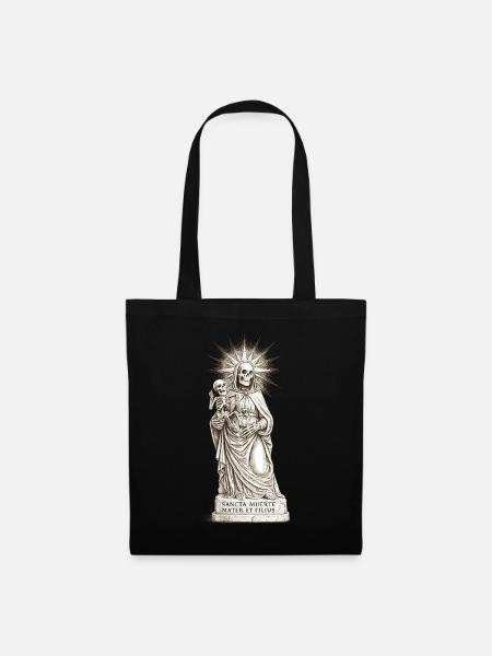 Düsteres Sancta Muerte Design mit Skelett-Madonna - Stoffbeutel - Schwarz