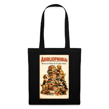 Abibliophobia: Wenn Hunde & Bücherstapel siegen - Stoffbeutel - Schwarz - Vorne