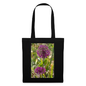 Poireaux ornementaux en violet : fleurs sphériques - Sac en tissu - noir - Devant