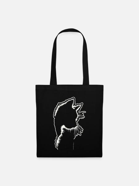 Katzensilhouette | Minimalistisches Design - Stoffbeutel - Schwarz