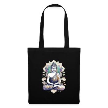Meditierender Buddha Lotus Mandala - Stoffbeutel - Schwarz - Vorne