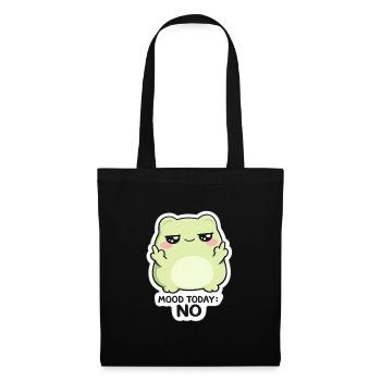 Stimmung heute: Nein – Grüne Kawaii-Kreatur - Stoffbeutel - Schwarz - Vorne