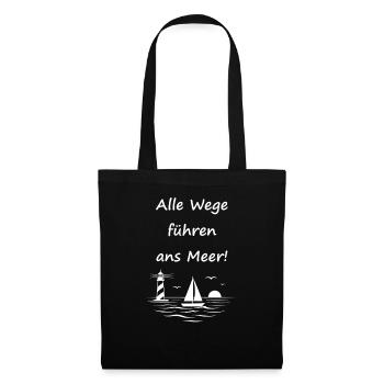 Alle Wege führen ans Meer - Stoffbeutel - Schwarz - Vorne