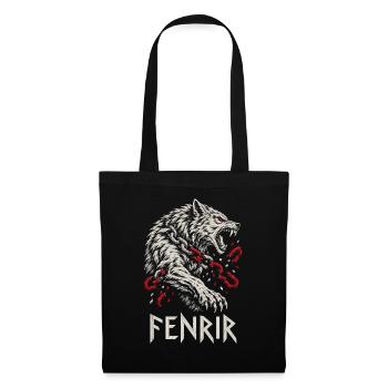 Fenrir – der Wolf zerbricht die Fessel - Stoffbeutel - Schwarz - Vorne
