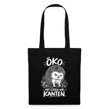 ÖKO Igel mit Ecken und Kanten - Stoffbeutel - Schwarz - Vorne