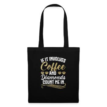 Diamanten Diamantmaler Bastler Künstler Kaffee - Stoffbeutel - Schwarz - Vorne