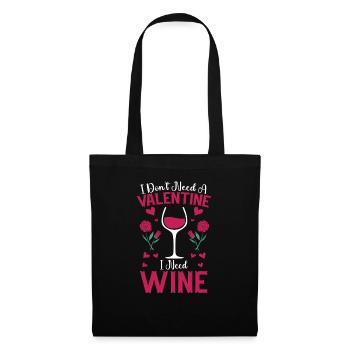 14. Februar Valentinstag-Geschenk Wein - Stoffbeutel - Schwarz - Vorne