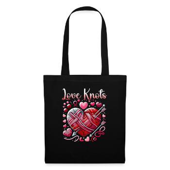 14. Februar Valentinstag Häkeln Stricken Nähen - Stoffbeutel - Schwarz - Vorne