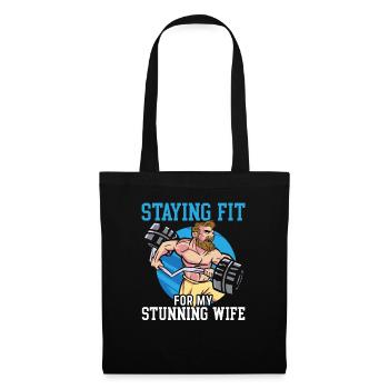 Lustiger Ehemann, Motivation, Bodybuilder, Lachen, - Stoffbeutel - Schwarz - Vorne