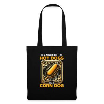 Amateur de chien de maïs Saucisses de restauration rapide Corndog - Sac en tissu - noir - Devant
