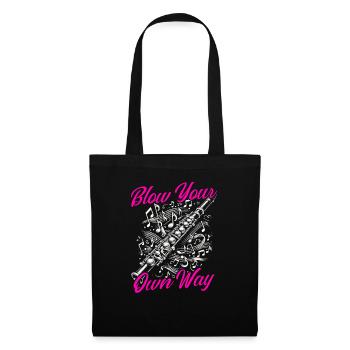 Flûtiste, flûtiste, musicien, - Sac en tissu - noir - Devant