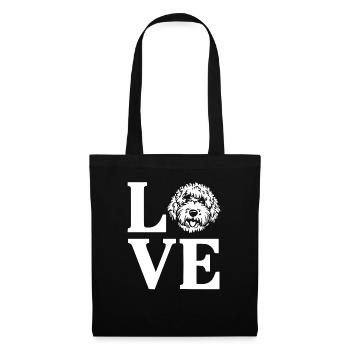 Amour mignon Sheepadoodle chien - Sac en tissu - noir - Devant