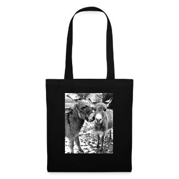 Deux ânes - Sac en tissu - noir - Devant