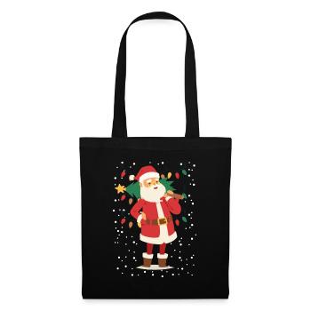Weihnachtsmann, Santa Claus, Weihnachten - Stoffbeutel - Schwarz - Vorne