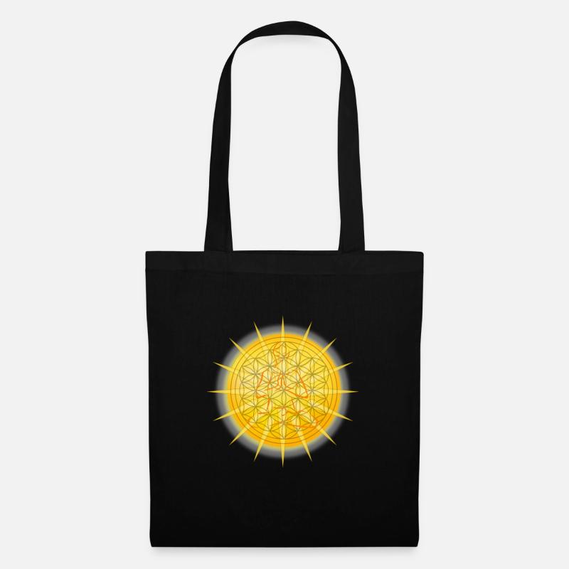 SONNE - Blume des Lebens - Meditation - Stoffbeutel - Schwarz