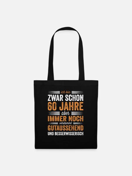 60. Geburtstag - 60 Jahre 60 Jähriger Geschenk - Stoffbeutel - Schwarz
