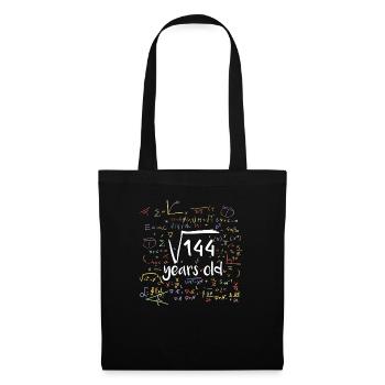 Racine carrée de 144 Douze ans 12e anniversaire - Sac en tissu - noir - Devant